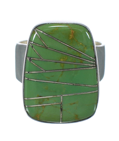 Sterling Silver Southwest Turquoise Inlay Jewelry Ring Size 5-3/4 WX63154